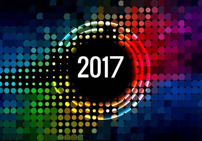 快乐新的一年2017年卡与半色调图案