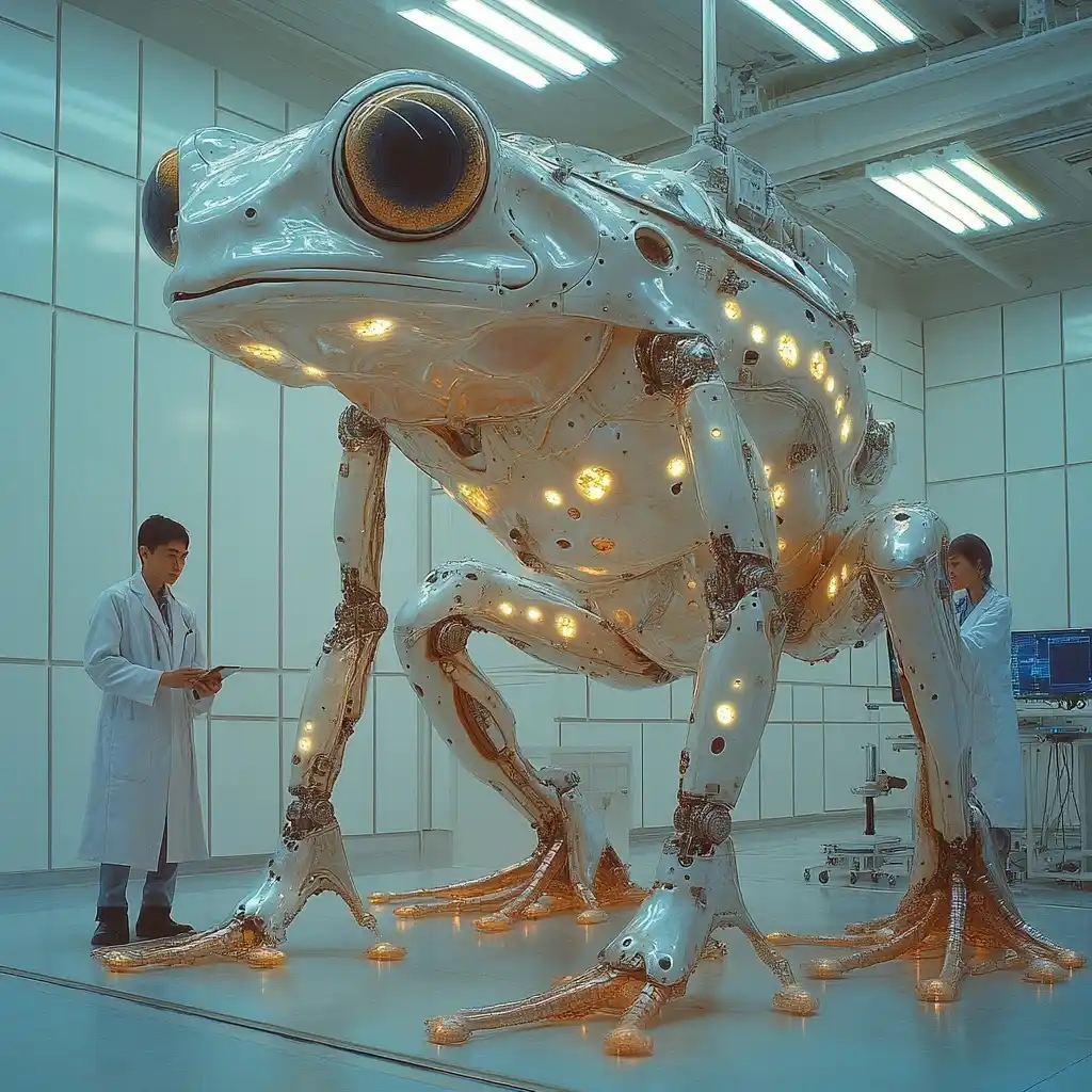 Bionic Frog in Minimalist Lab Midjourney提示词