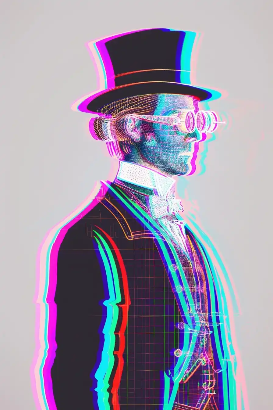 Anaglyphic Paperclip Bandit Midjourney提示词
