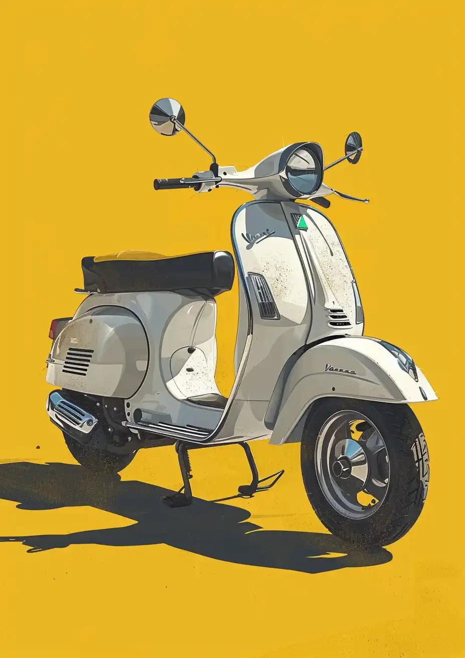 Sketch Vespa GS White Midjourney提示词