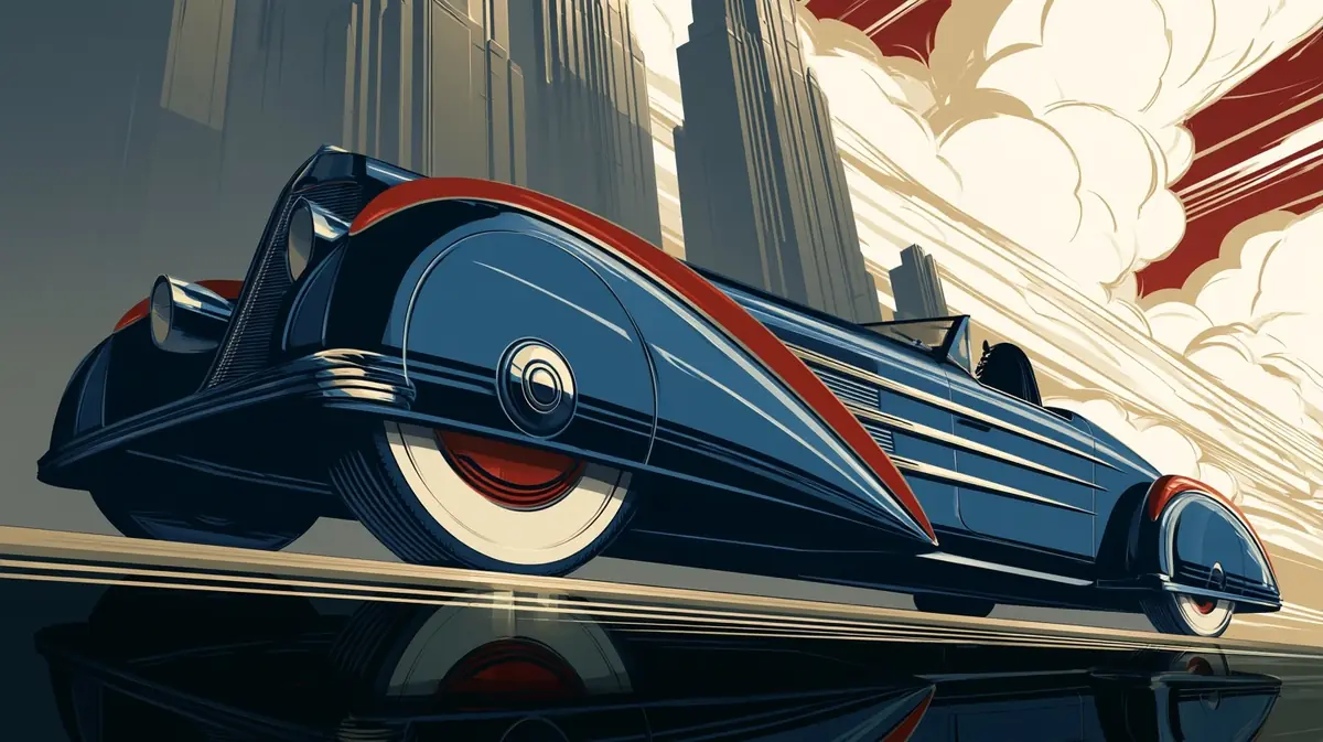 Art Deco Vintage Automobile Midjourney提示词