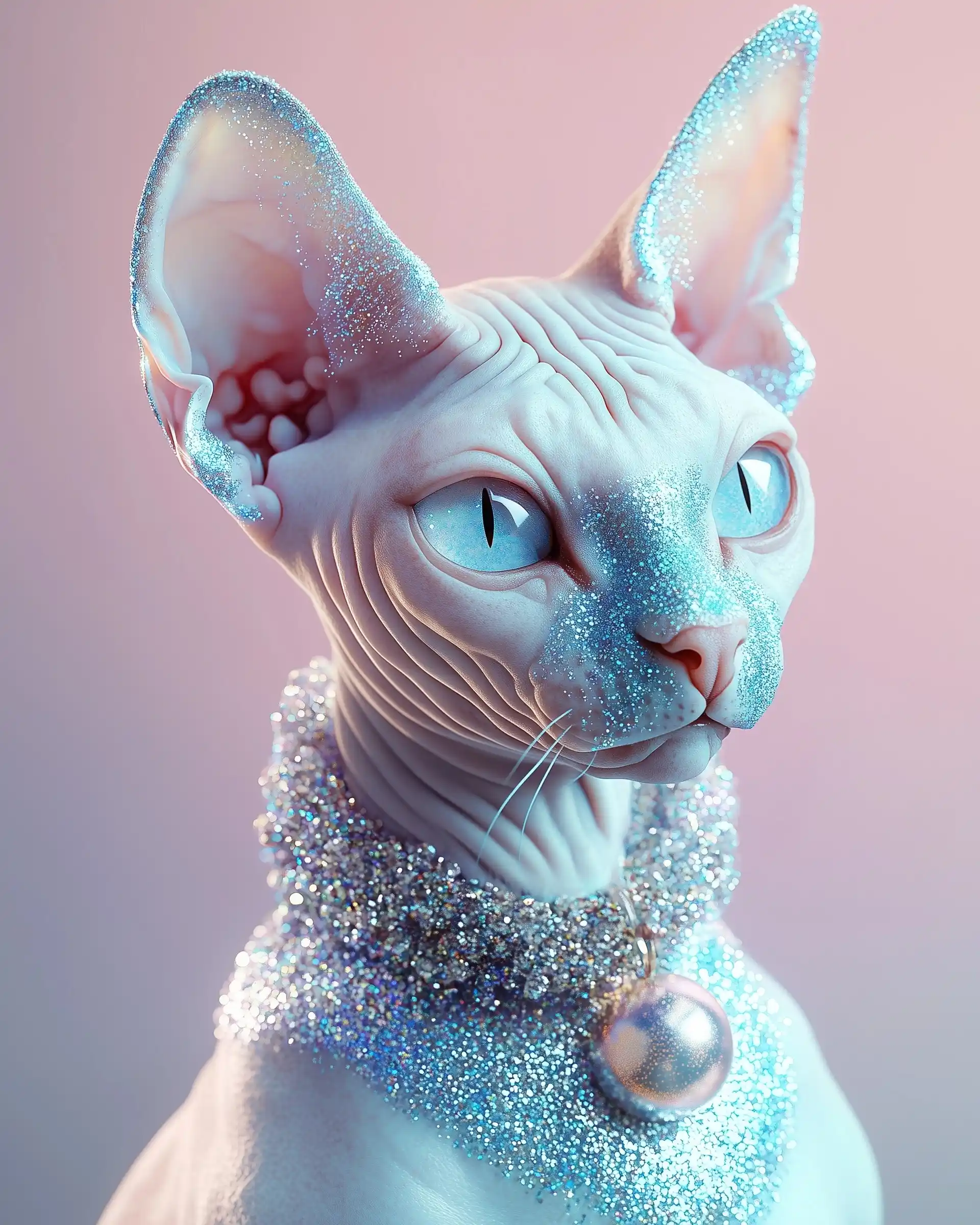 Kawaii Sphynx in Pastel Photography Midjourney提示词