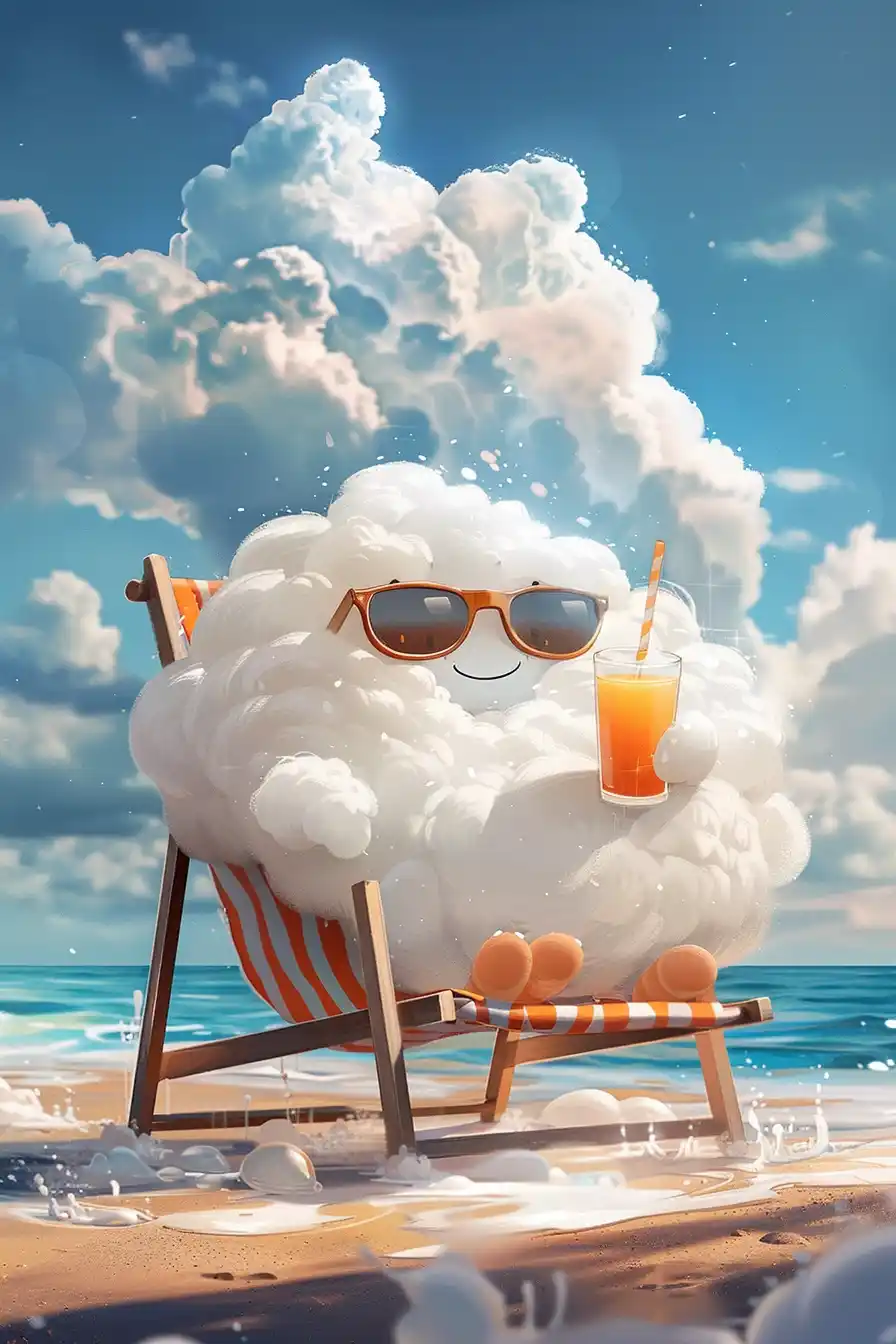 Anthro Cloud Sunbathing Midjourney 提示词生成效果