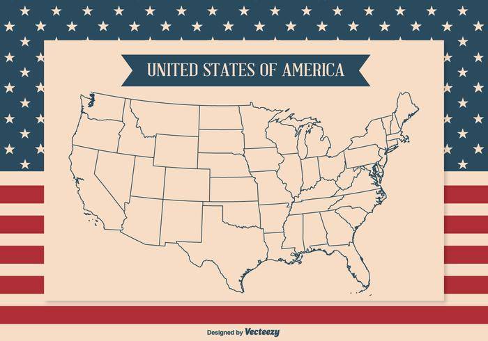 美国简笔画地图图片