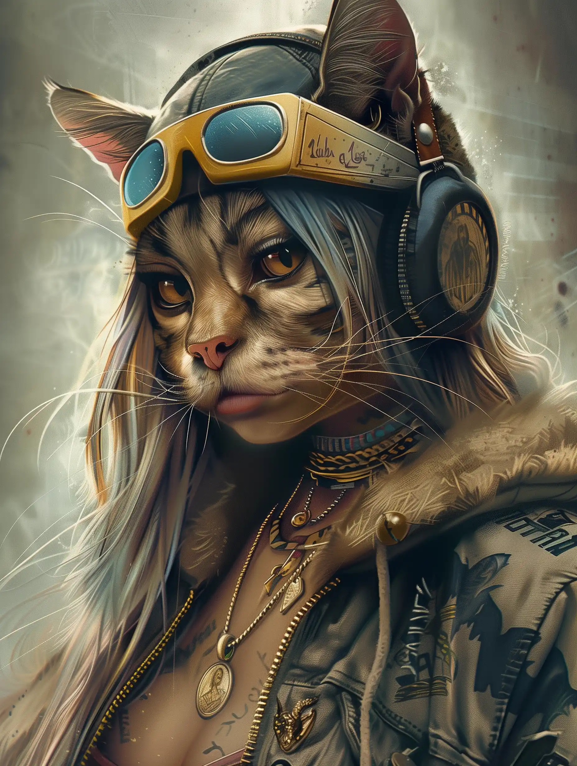 Graphic Feline Rap Artist Midjourney提示词