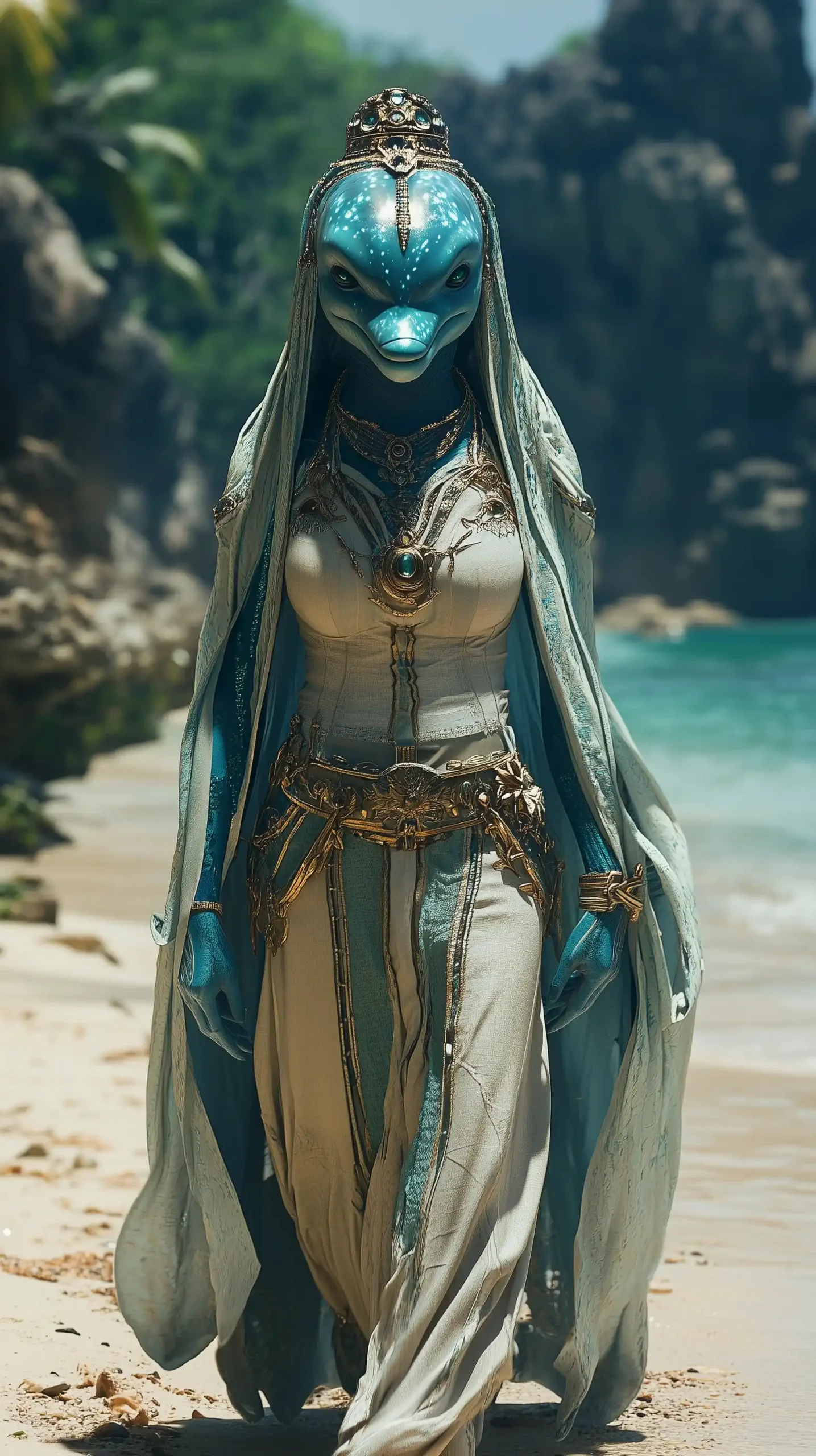 Royal Dolphin Queen Portrait Midjourney提示词