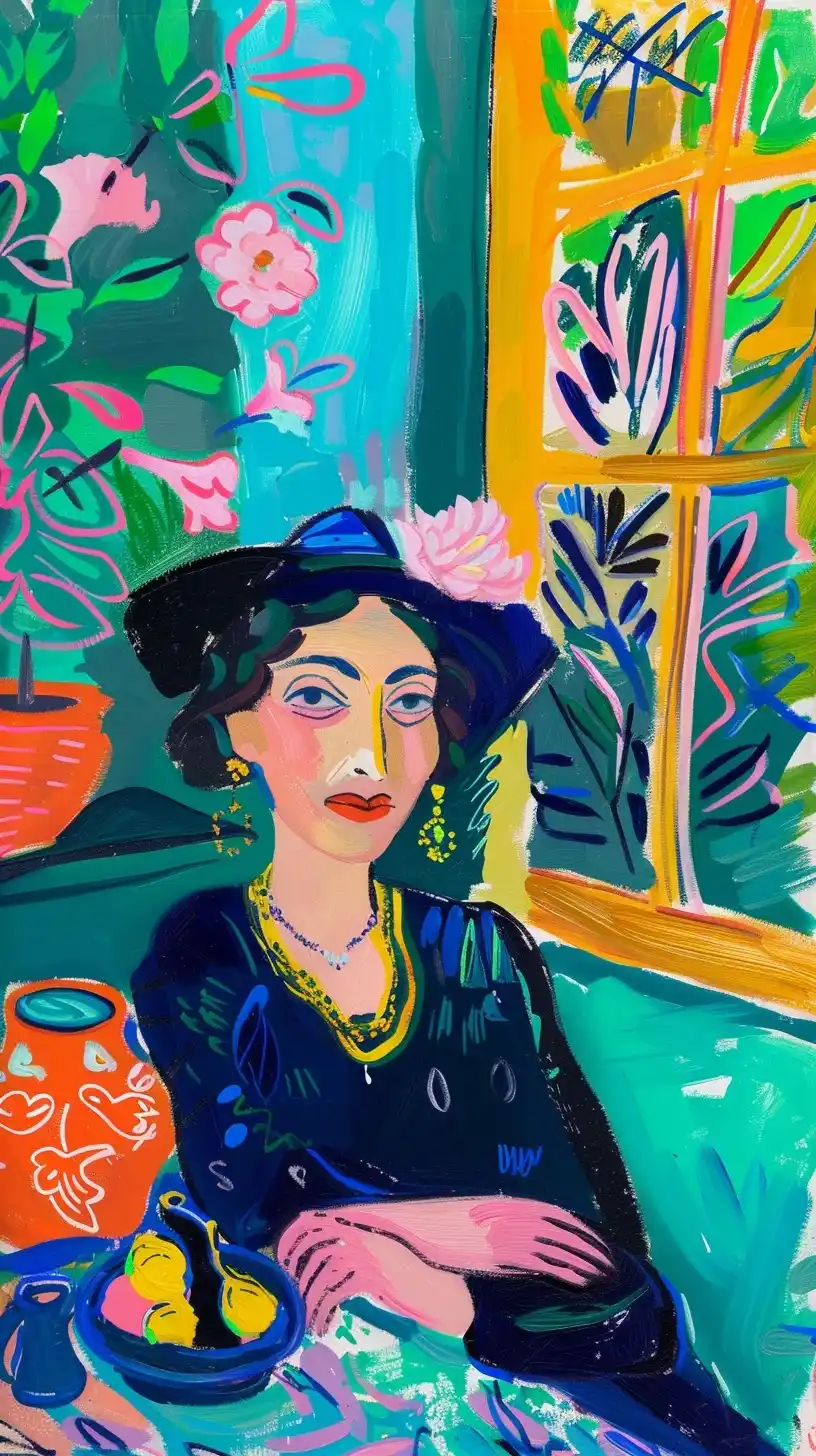 Matisse-Inspired Character Portrait Midjourney提示词