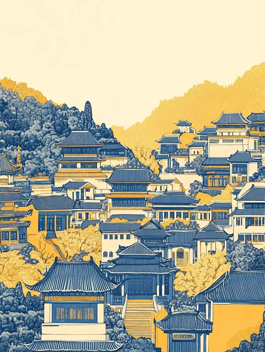 Hengyang City Graphic Landscape Midjourney提示词