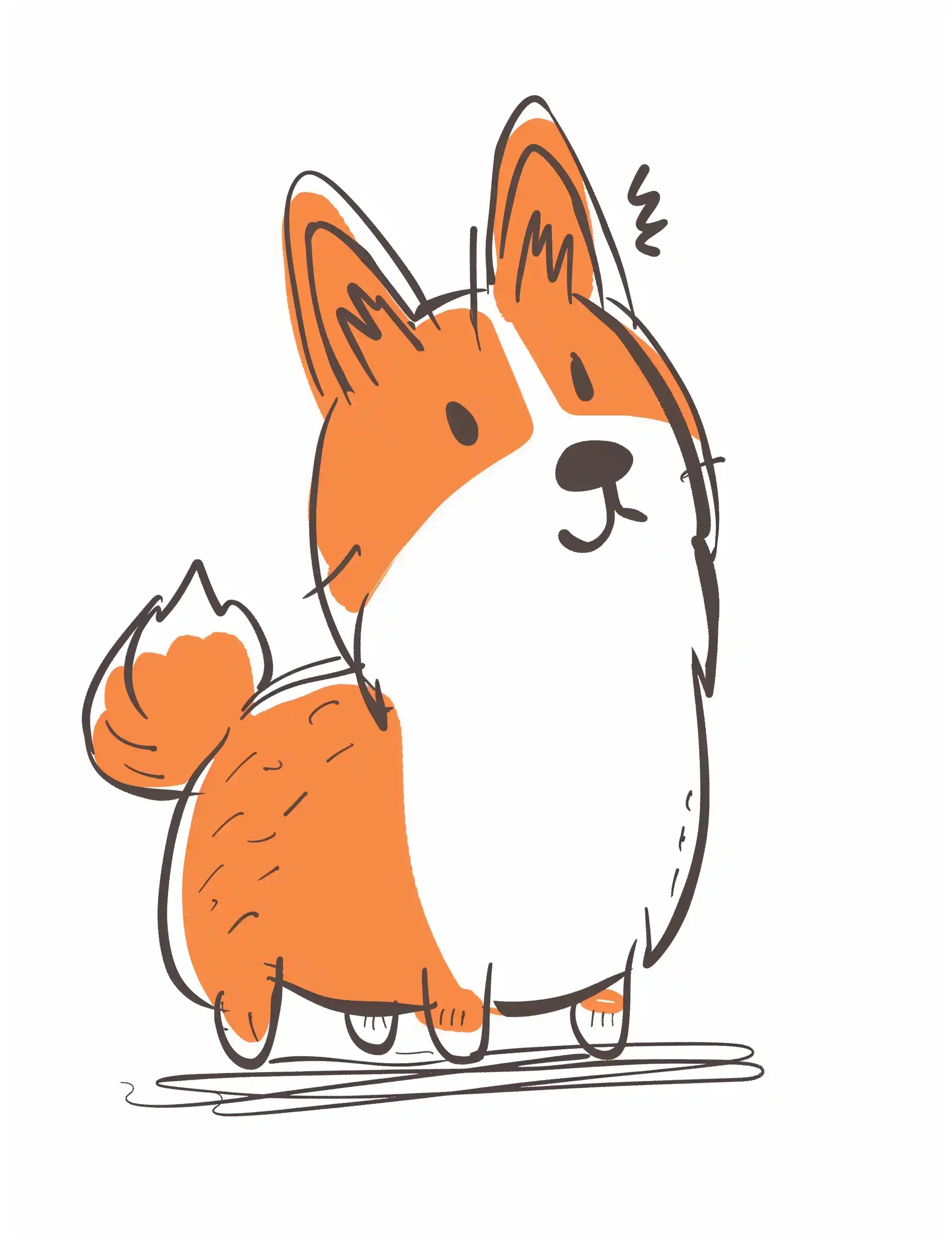 Doodle Corgi Character Midjourney提示词