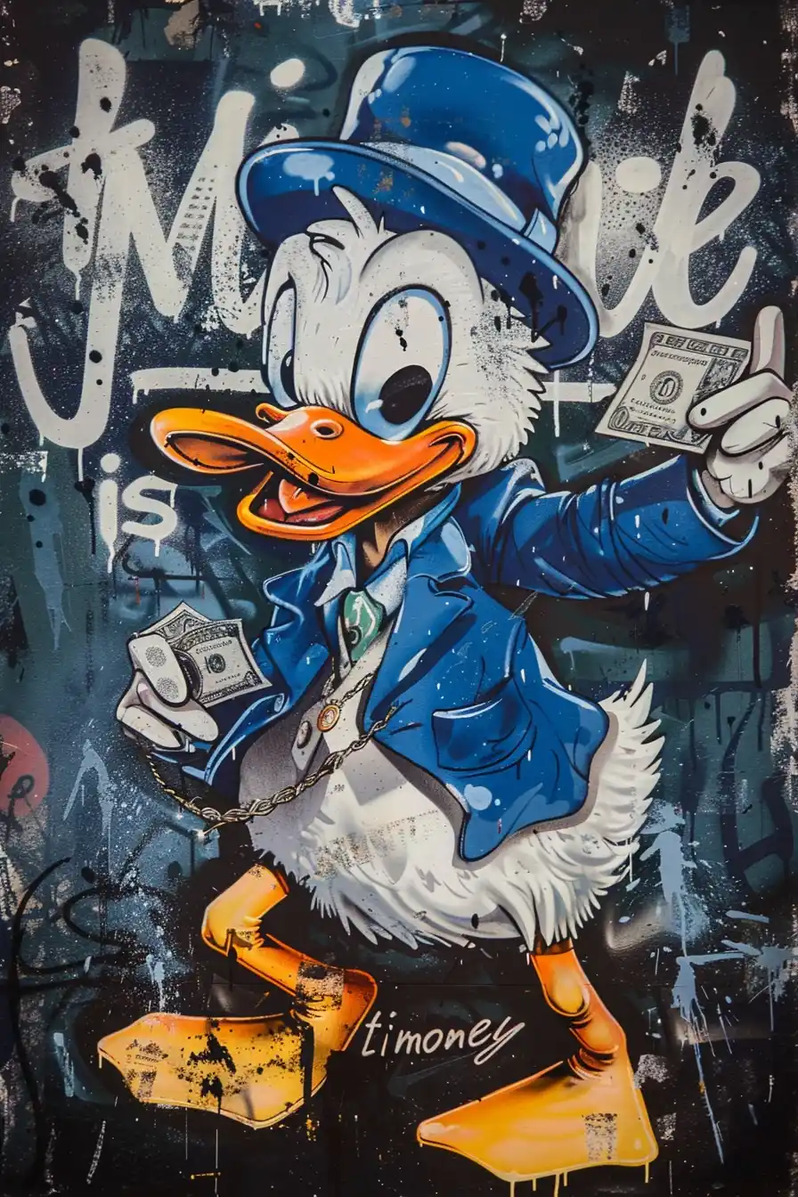 Graffiti Scrooge Money Wall Midjourney提示词