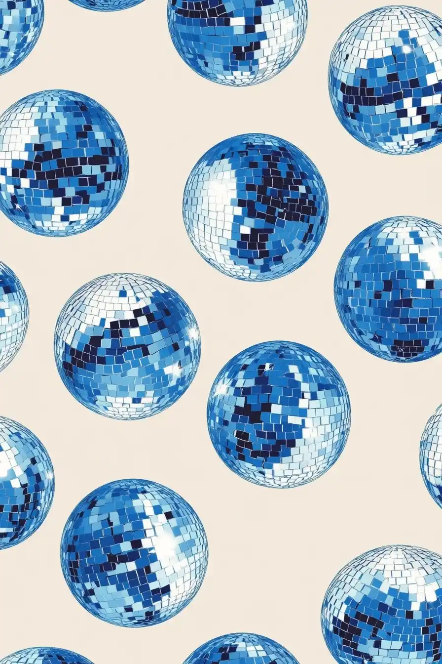 Blue Disco Balls Pattern Midjourney提示词