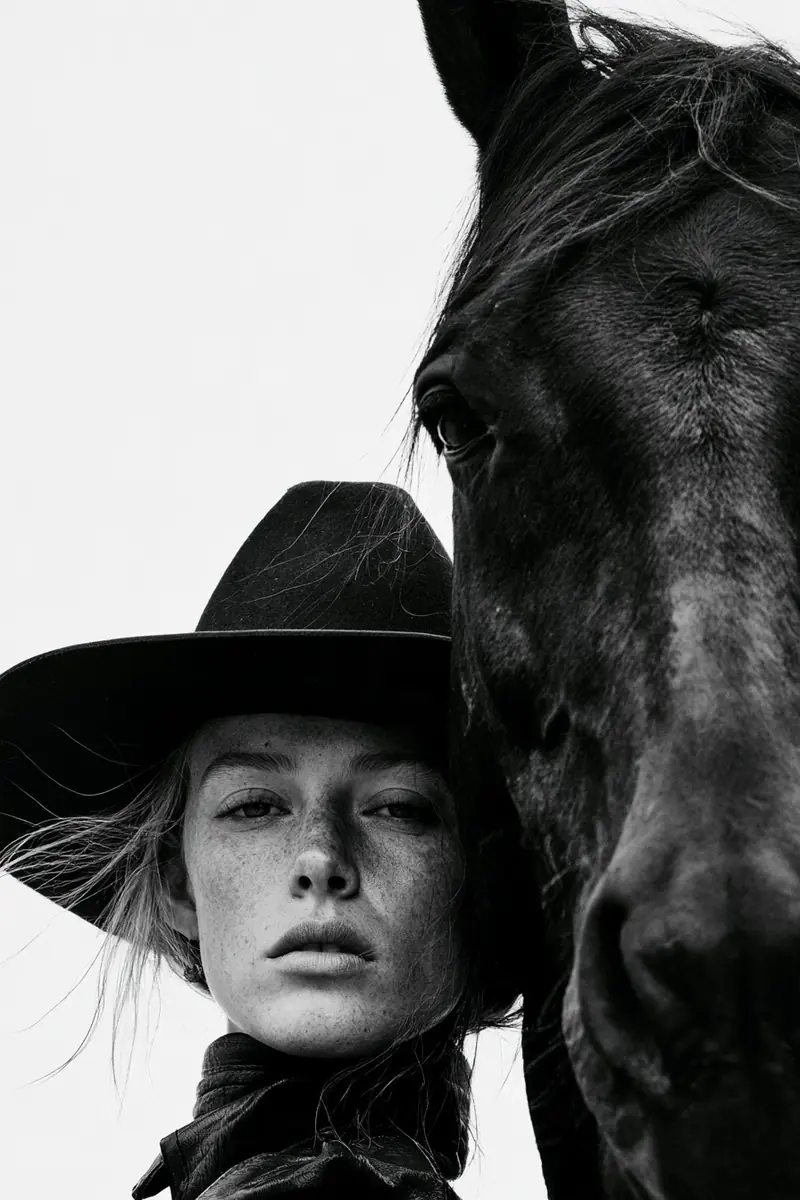 Surreal Western Cowgirl Poster Midjourney提示词