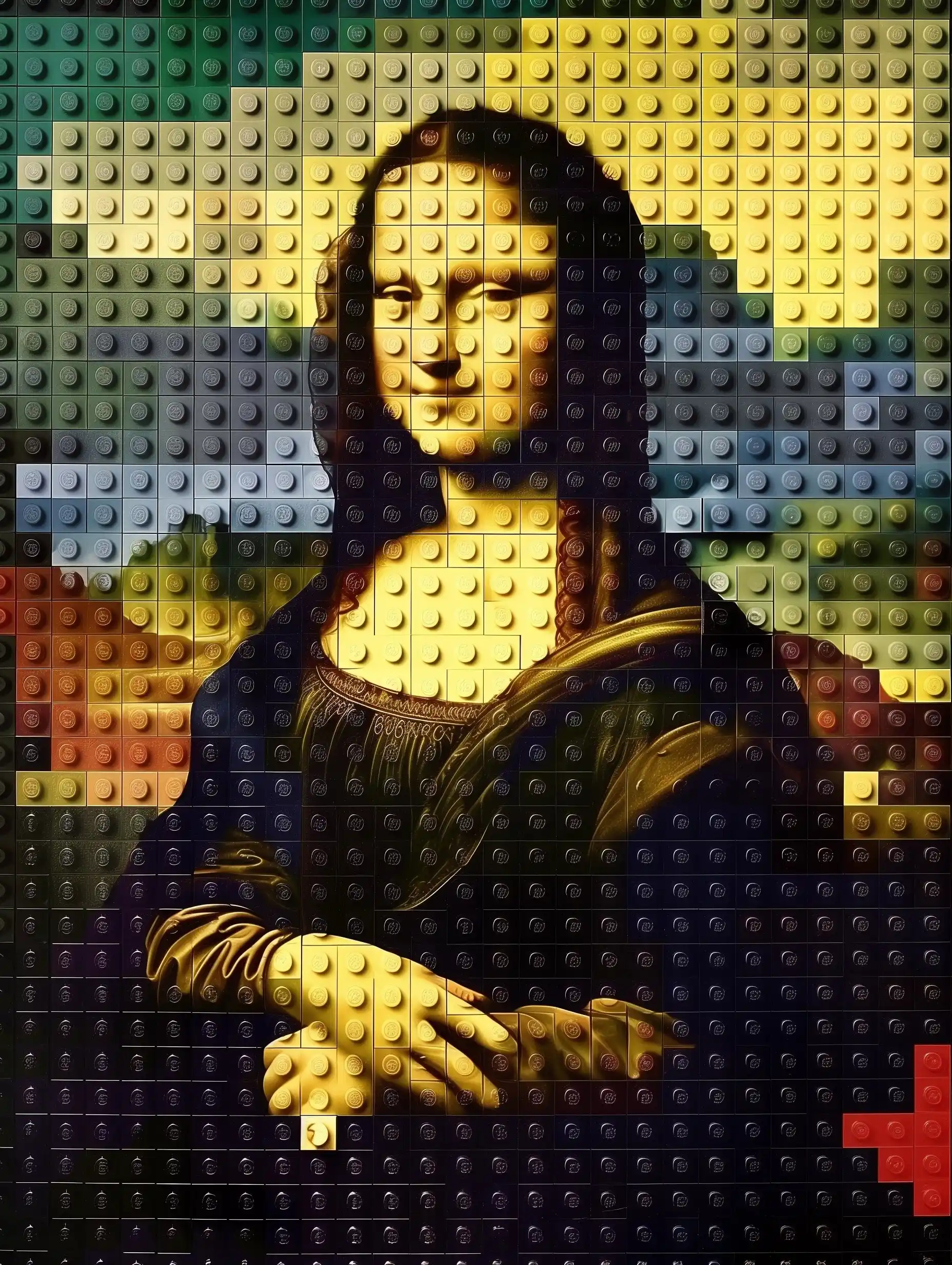 Lego Mona Lisa Portrait Midjourney提示词