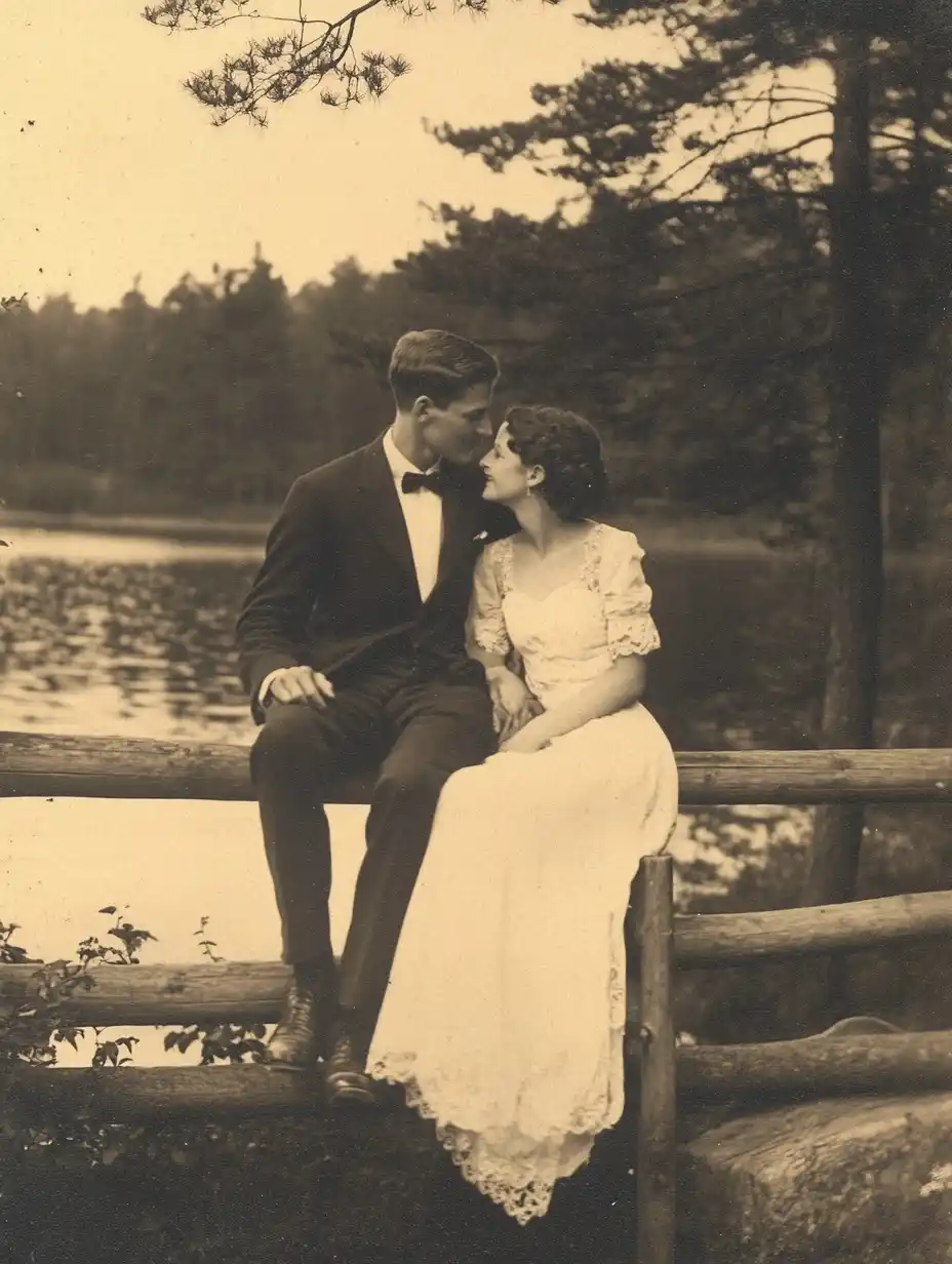 Vintage Couple by Lake Midjourney提示词