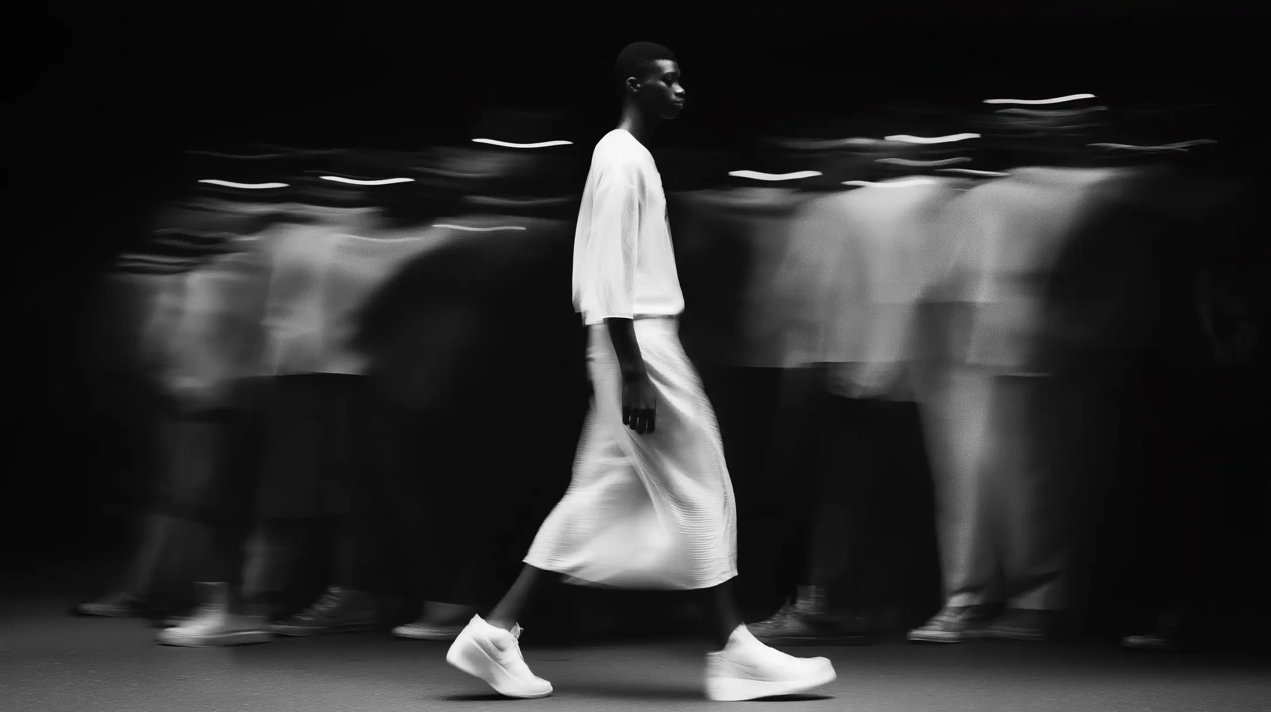 Fashion Model in Motion Midjourney提示词