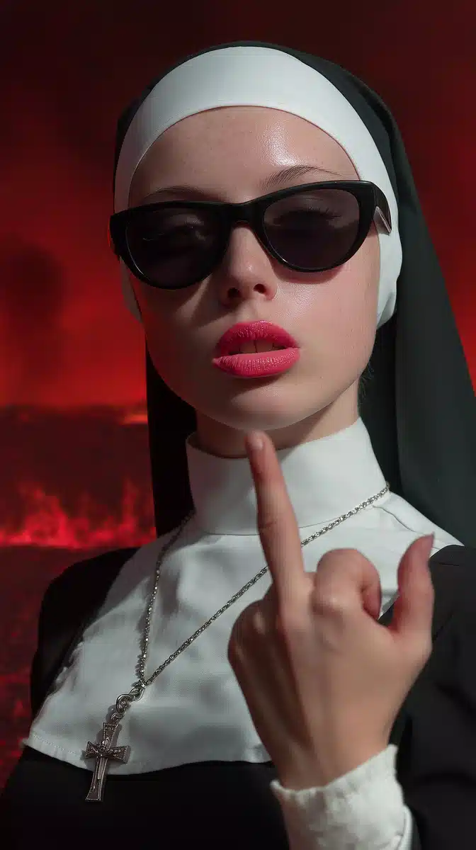 Deceitful Nun in Flames Midjourney提示词