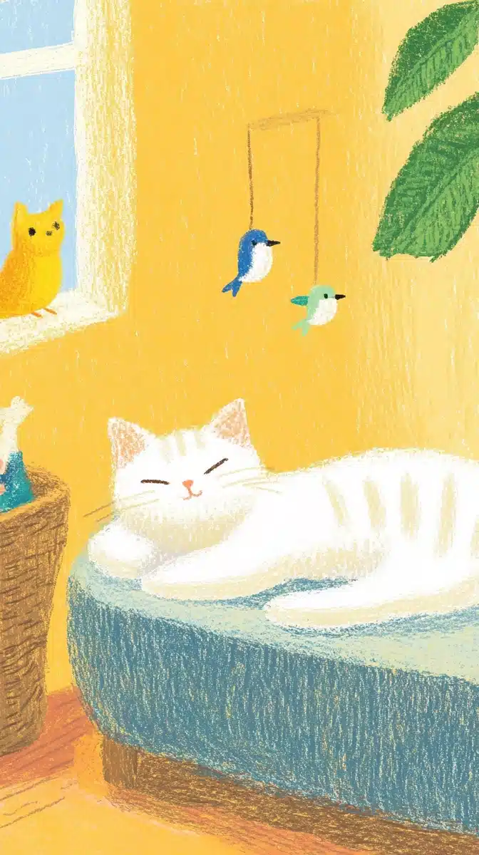 Lazy Cat in Bed Midjourney提示词
