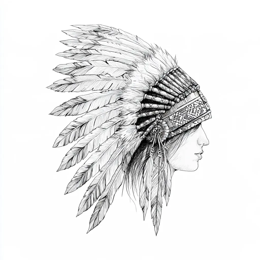 Otomi Headdress Line Illustration Midjourney提示词