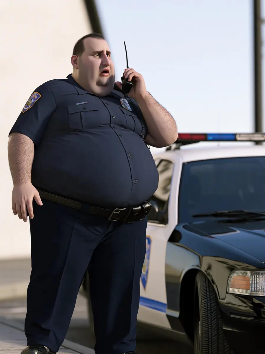 Realistic Heavyset Police Officer Midjourney提示词