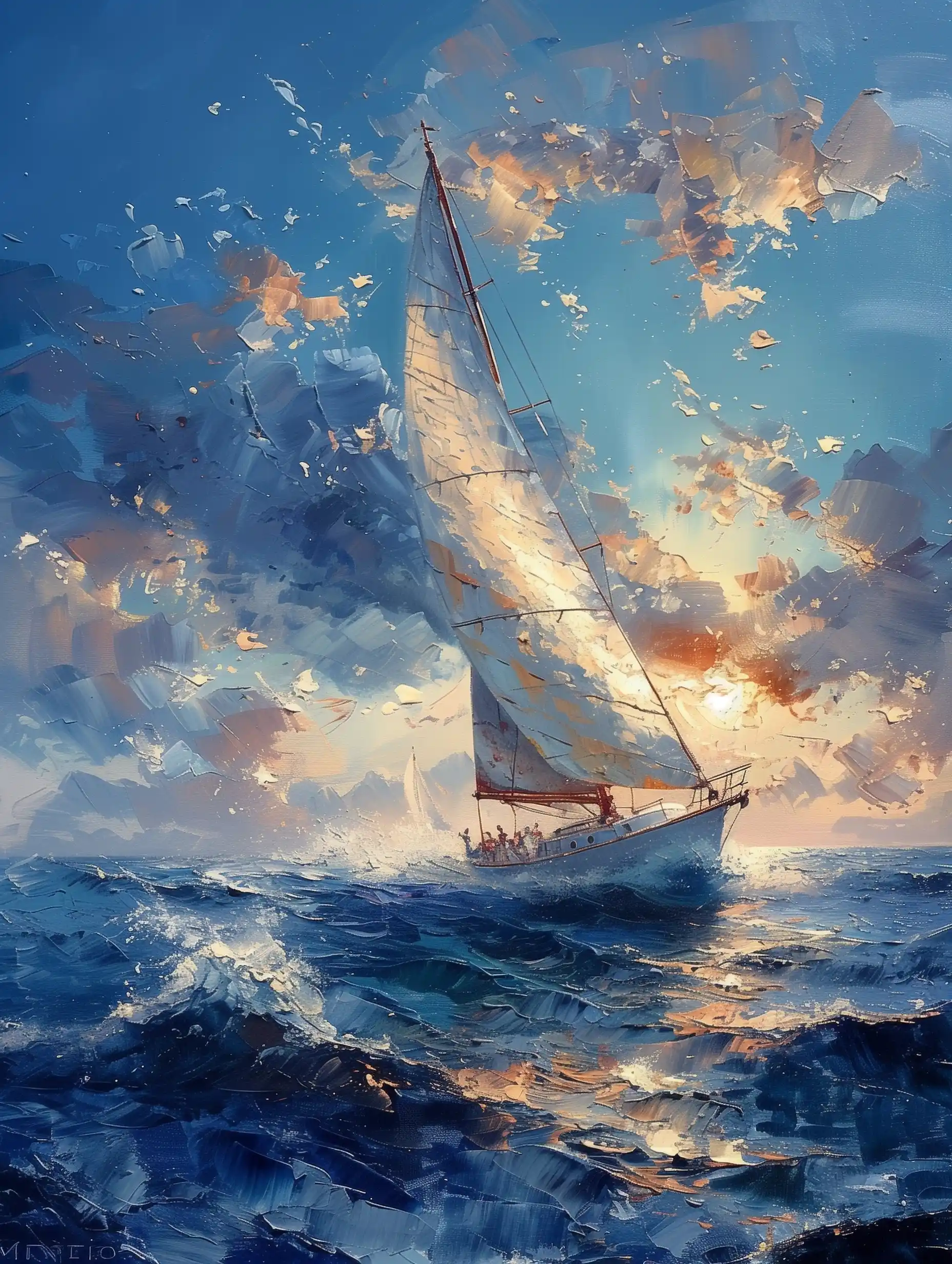 Ocean Voyage Monet-esque Midjourney提示词