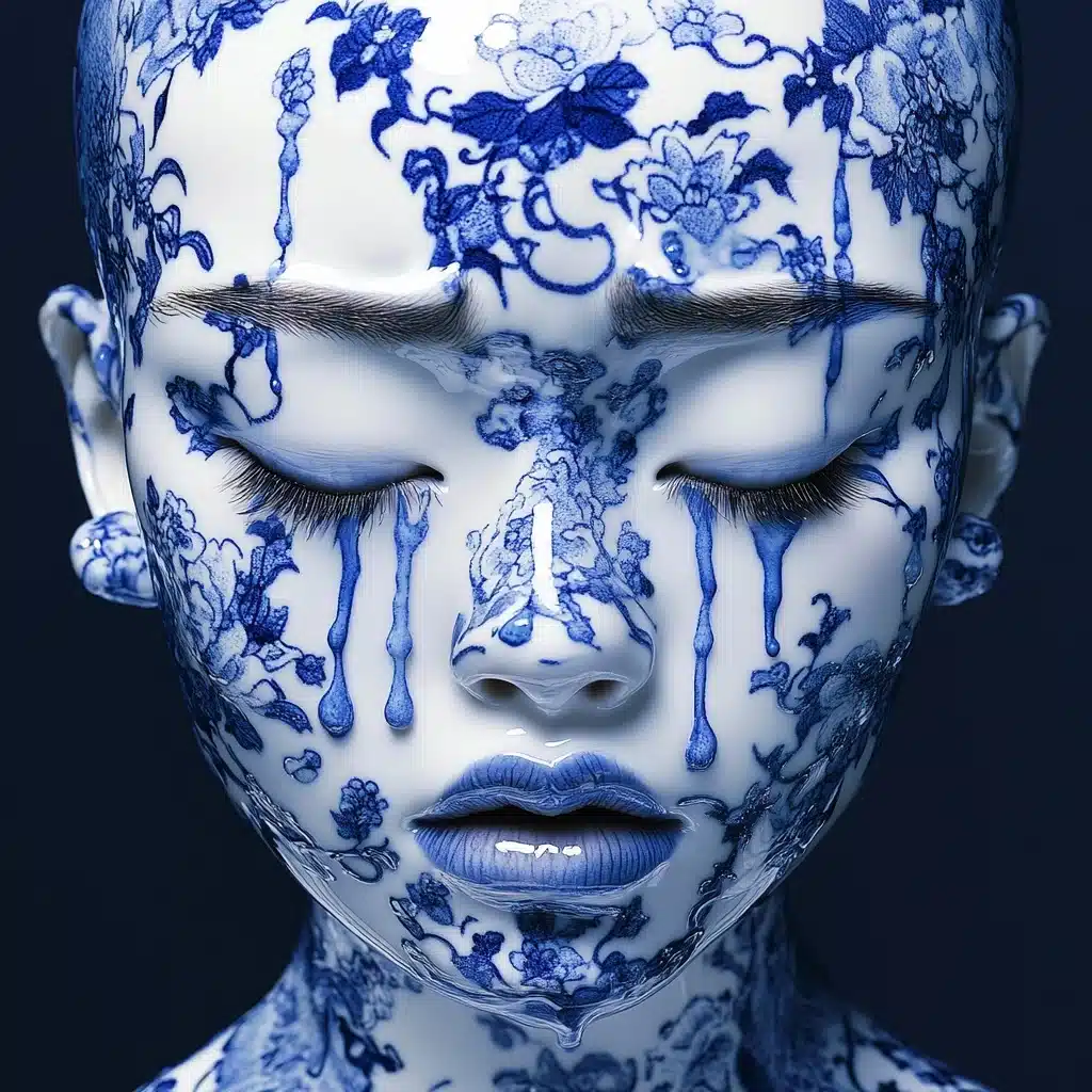 Hyperrealistic Porcelain Woman Midjourney提示词