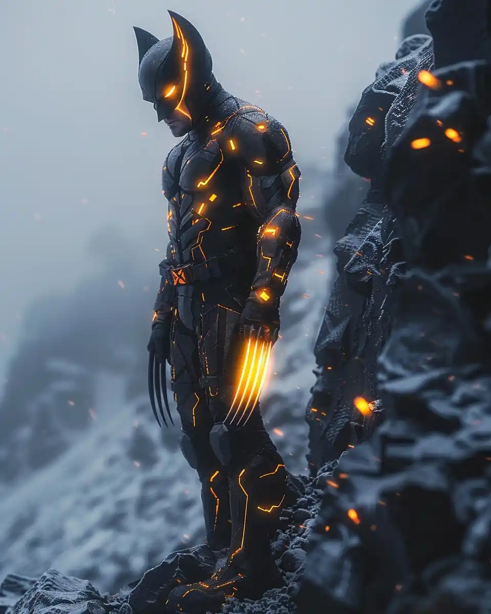 Tron Wolverine Night Scene Midjourney提示词