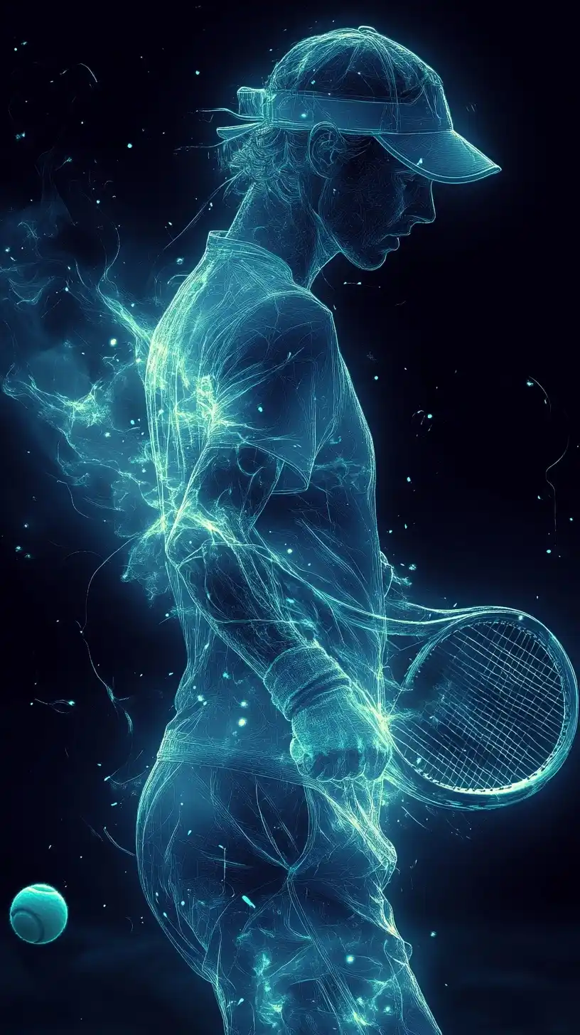 Neon Tennis Player Abstract Midjourney提示词