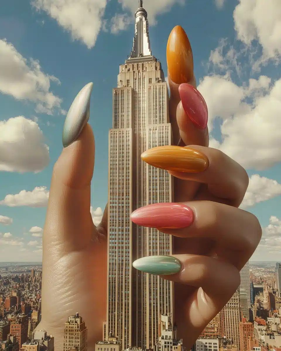 Elegant Hand Holding Skyscraper Midjourney提示词