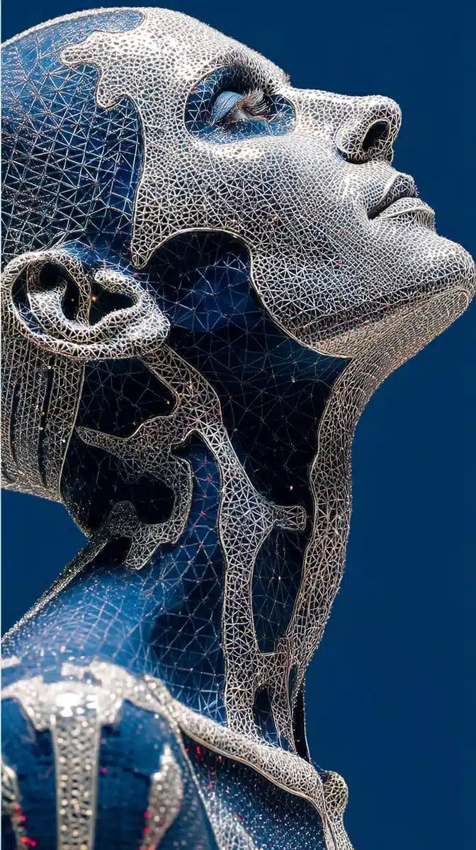 AI Human Body in Silver Midjourney提示词