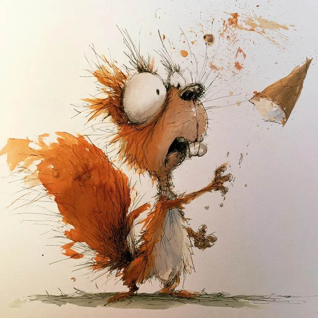 Steadman Football Squirrel Cartoon Midjourney提示词