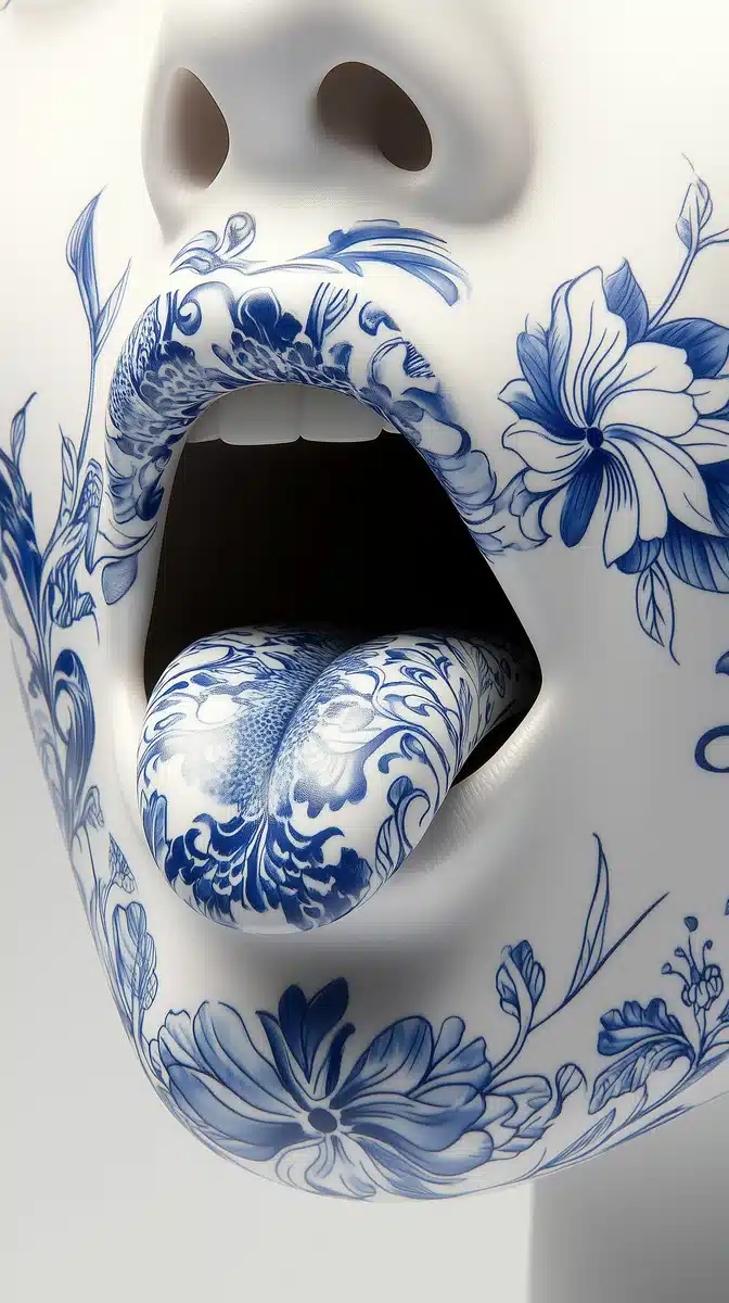 Surreal Mouth with Chinoiserie Midjourney提示词