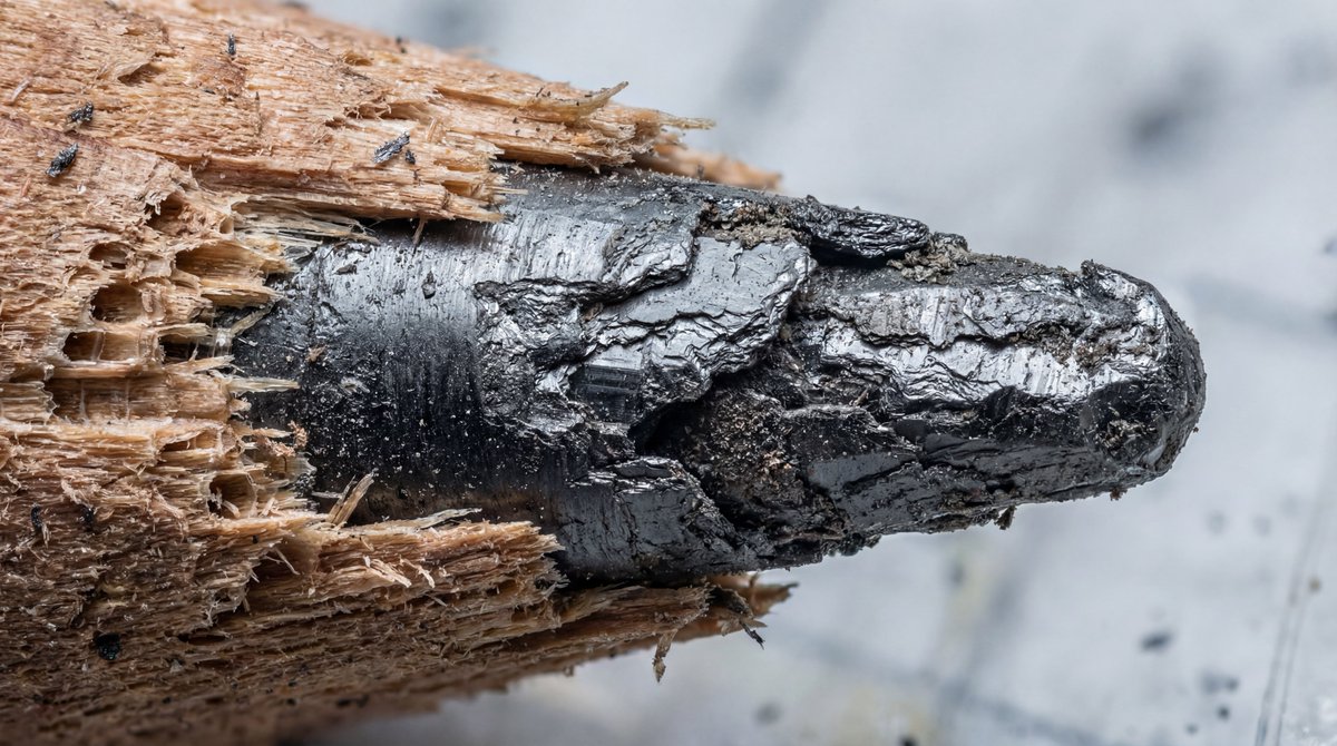 Extreme Close-up: Broken Pencil, Graphite & Wood Texture Nano Banana提示词