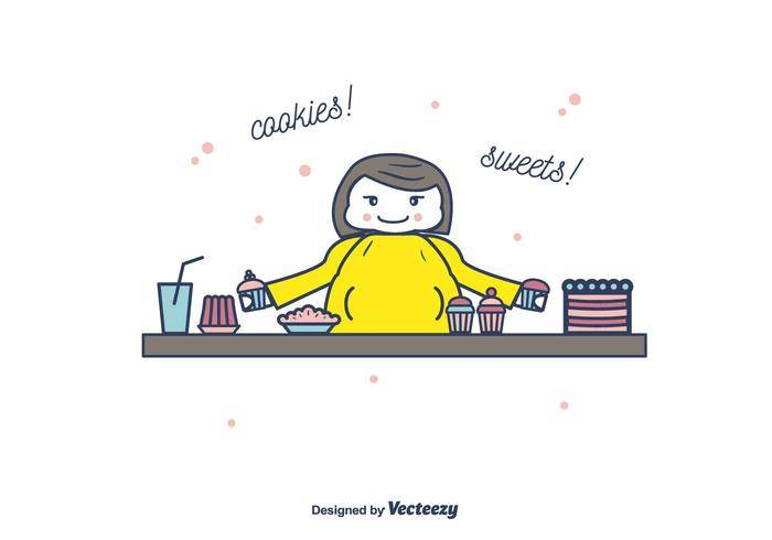 胖女人和饼干矢量