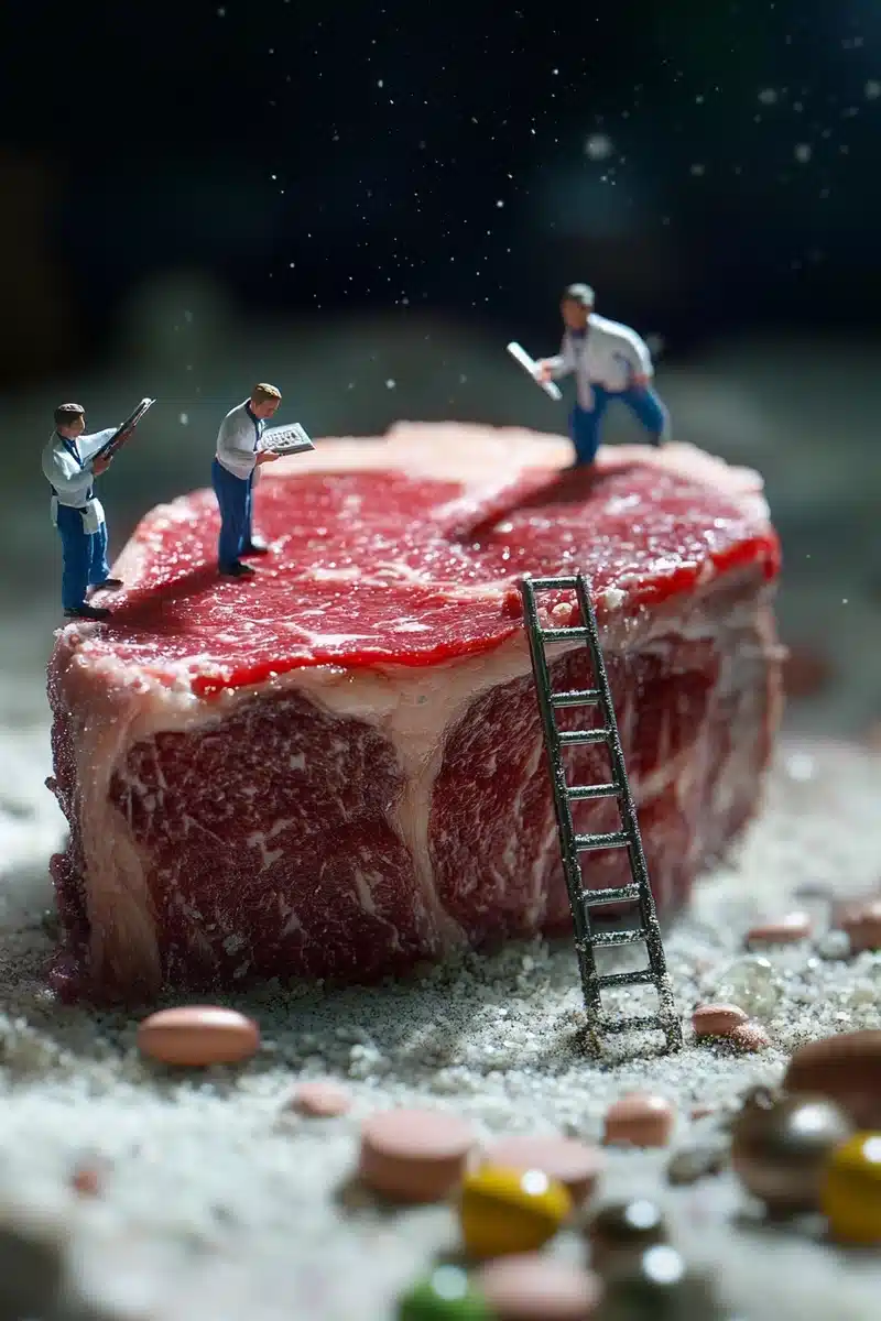 Hyper-Realistic Scientists Examining Steak Midjourney提示词