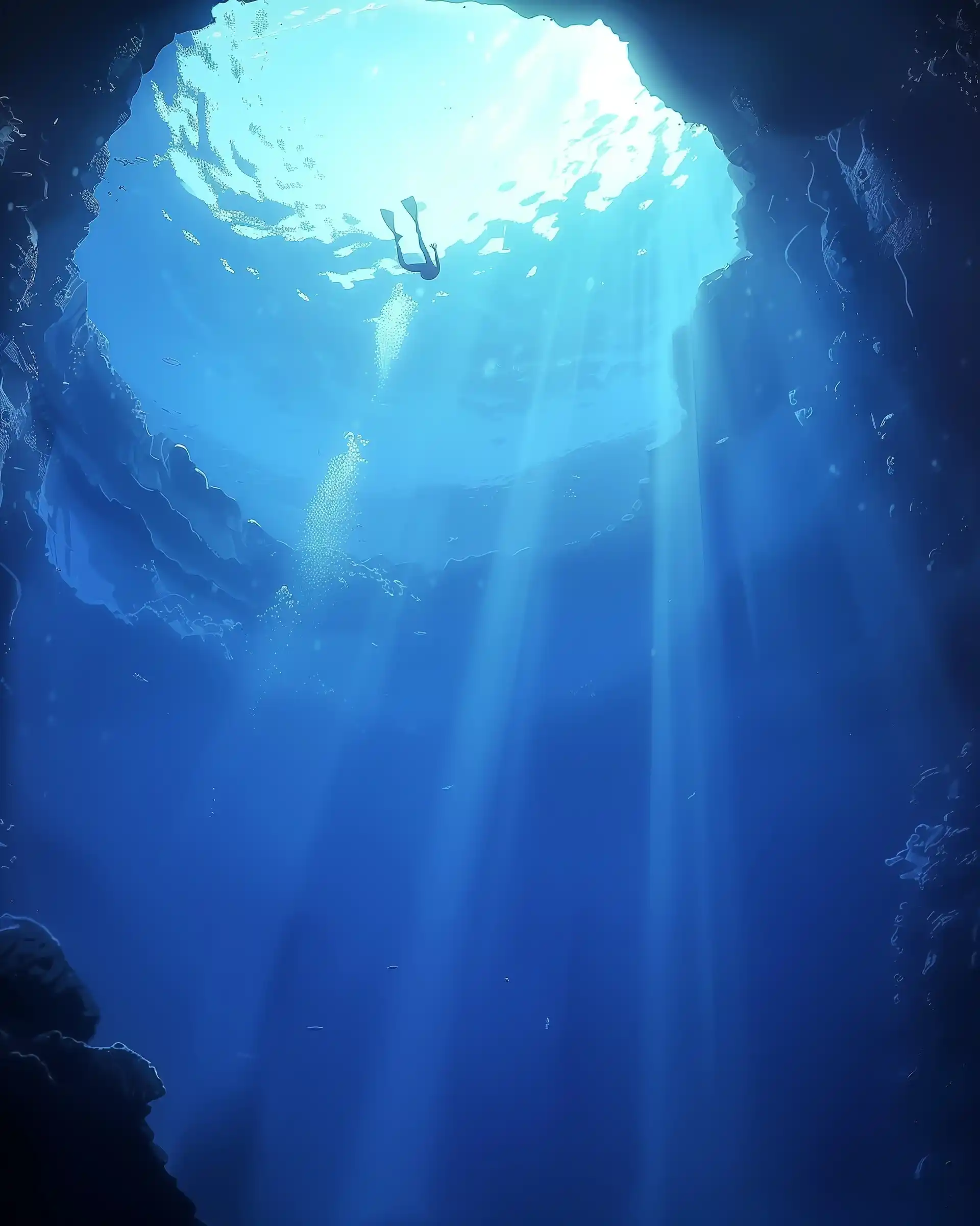 Flat Diver in Cave Midjourney提示词