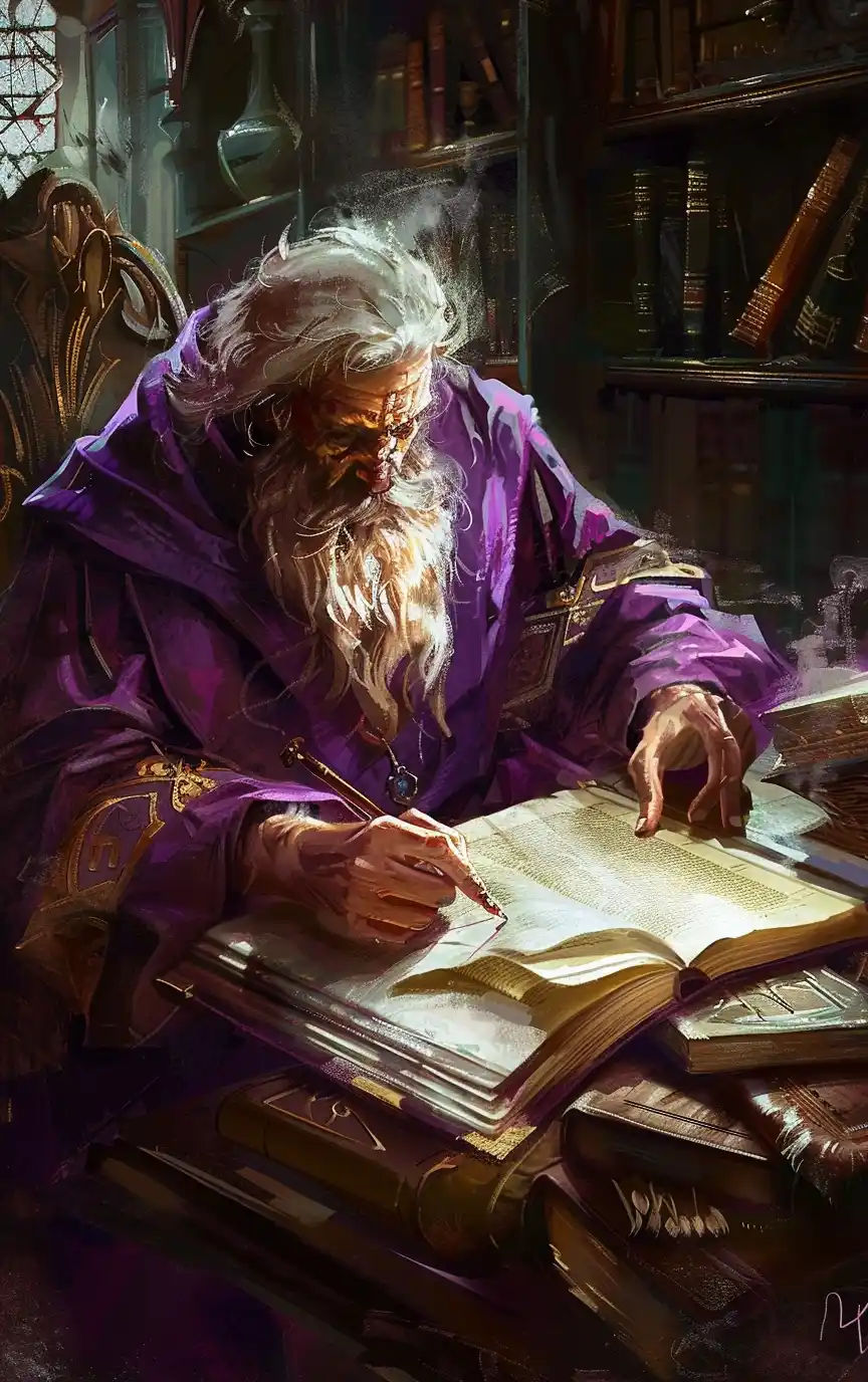 Medieval Library Card Painting Midjourney提示词