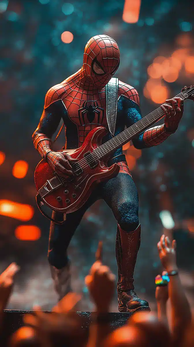 Spider-Man Rockstar Performance Midjourney提示词