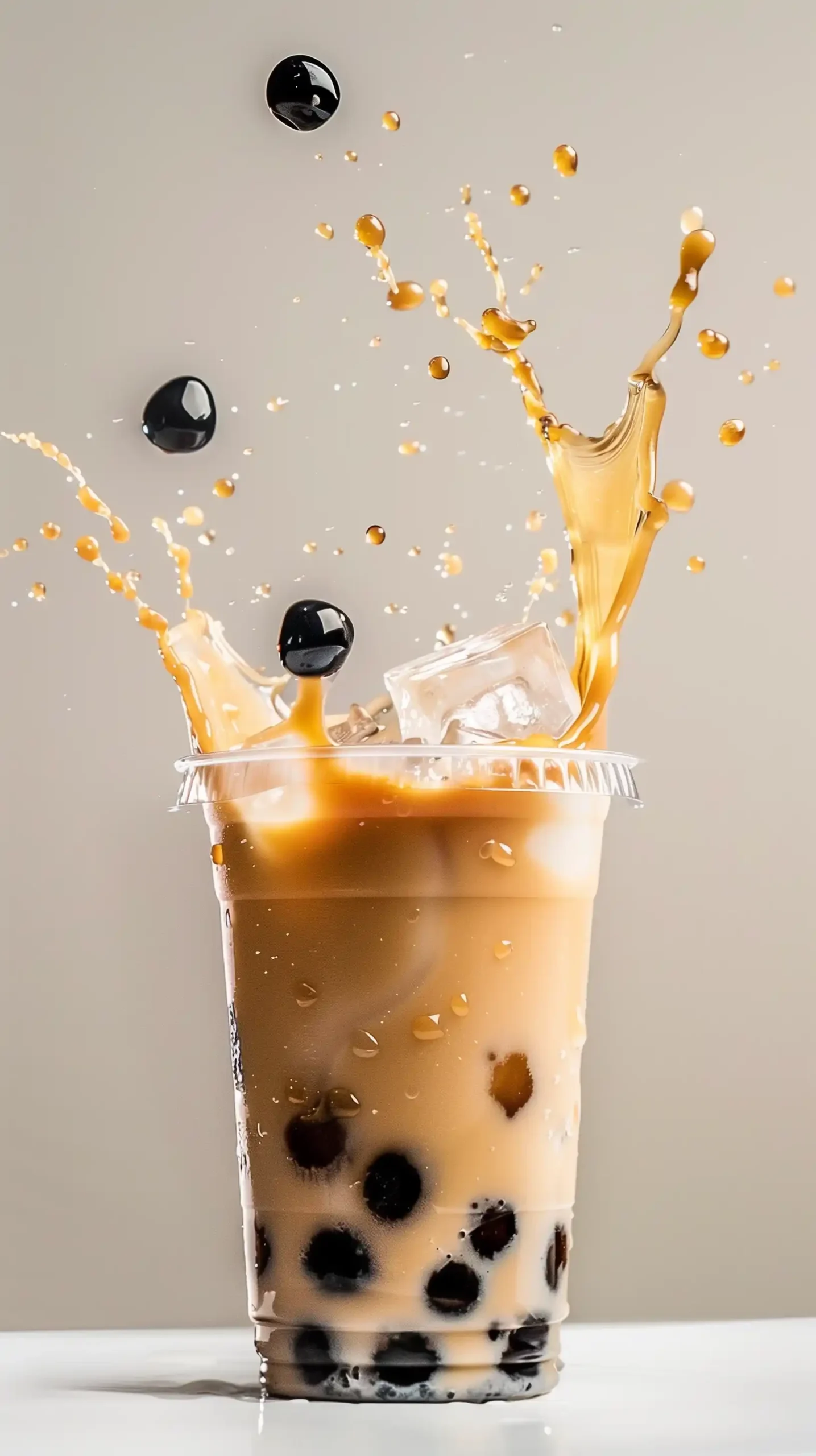 Bubble Tea Splash Glass Midjourney提示词