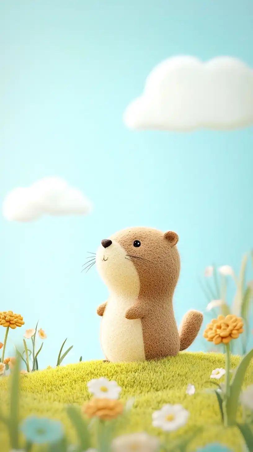 3D Cartoon Groundhog in Felt Midjourney提示词