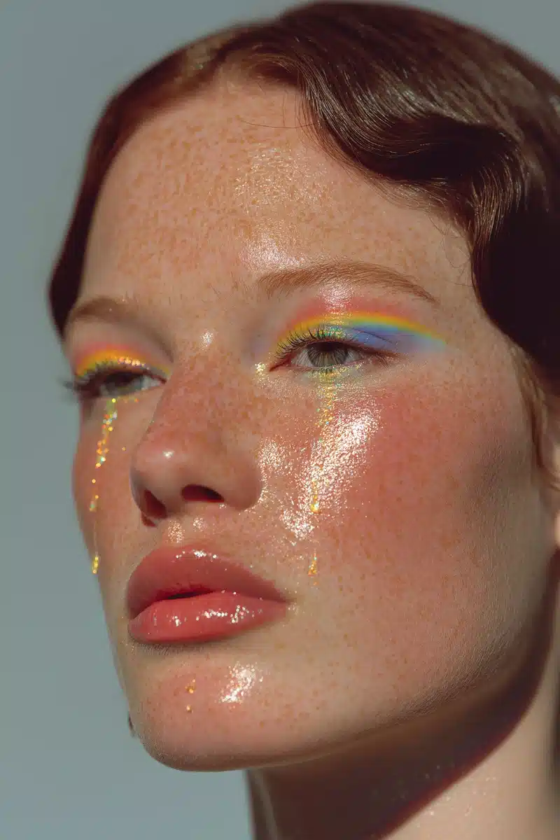 Colorful Liquid Tears Portrait Midjourney提示词