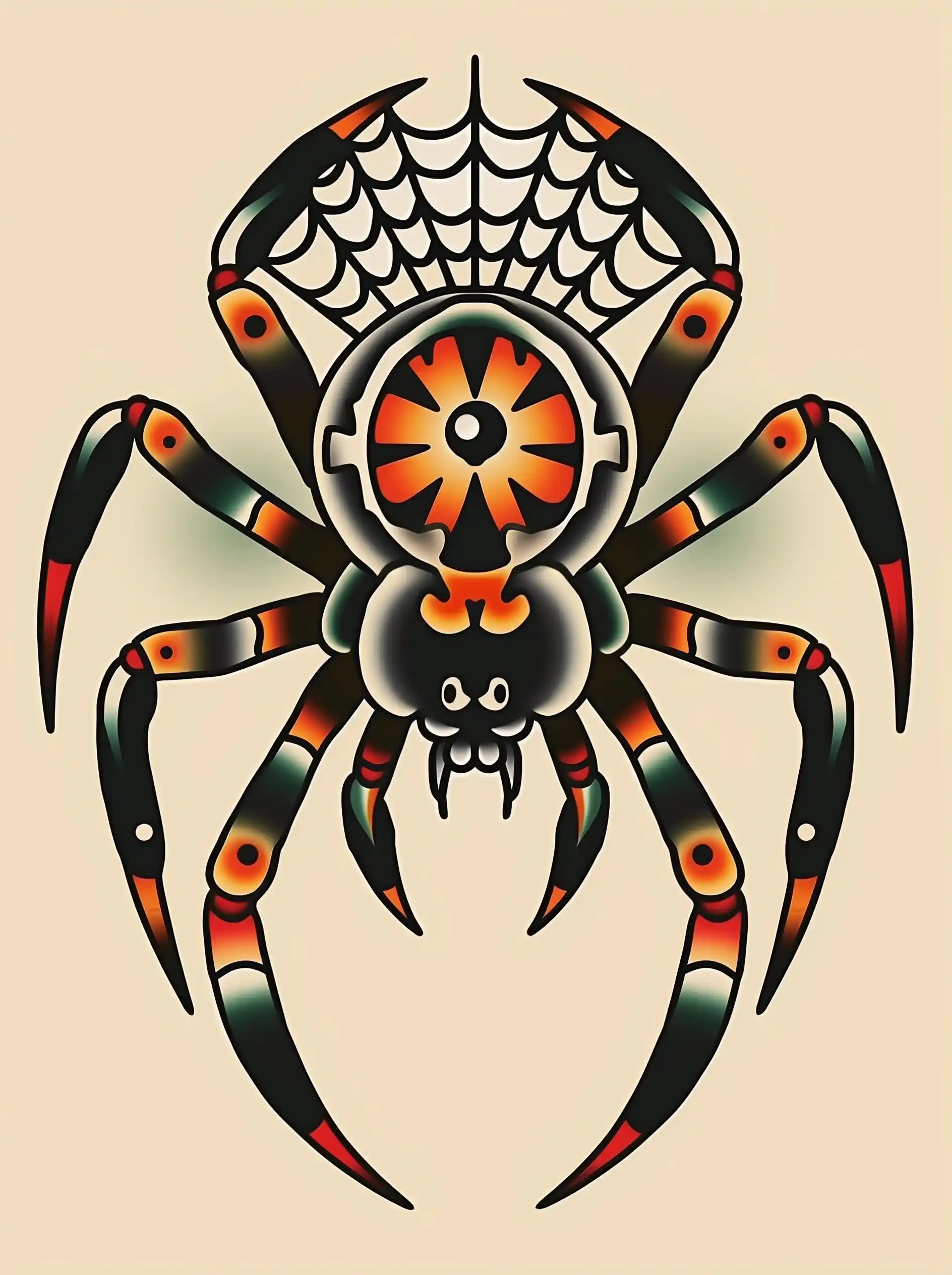 Symmetrical Spider Tattoo Flash Midjourney提示词
