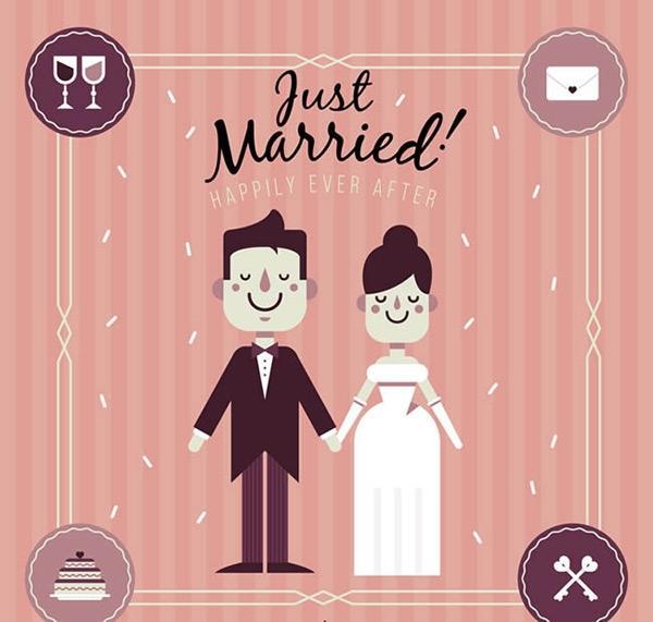 新婚夫妇插画