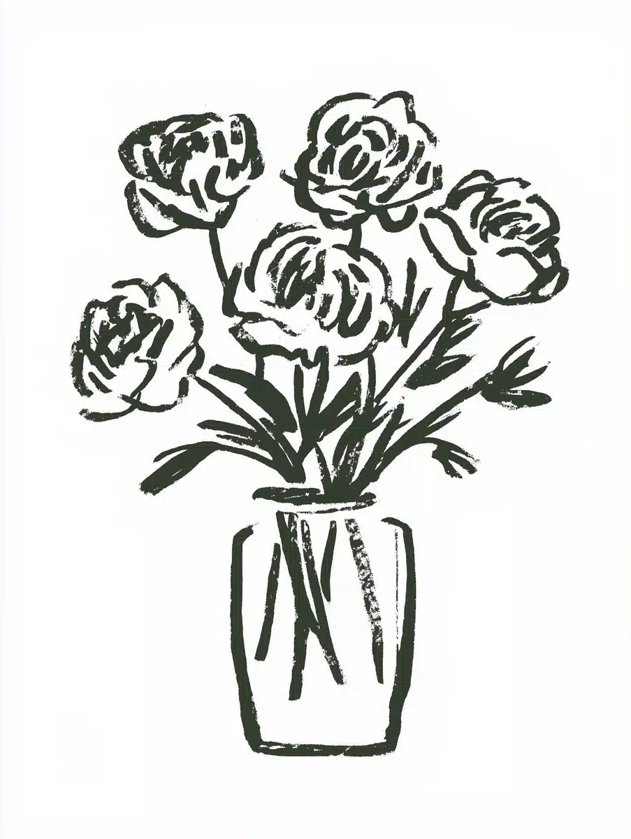 Whimsical Peonies in Vase Midjourney提示词