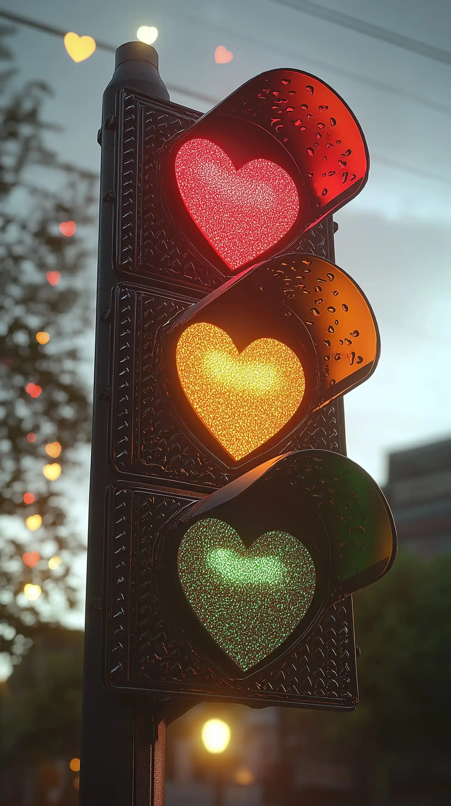Heart-Shaped Traffic Light Midjourney提示词