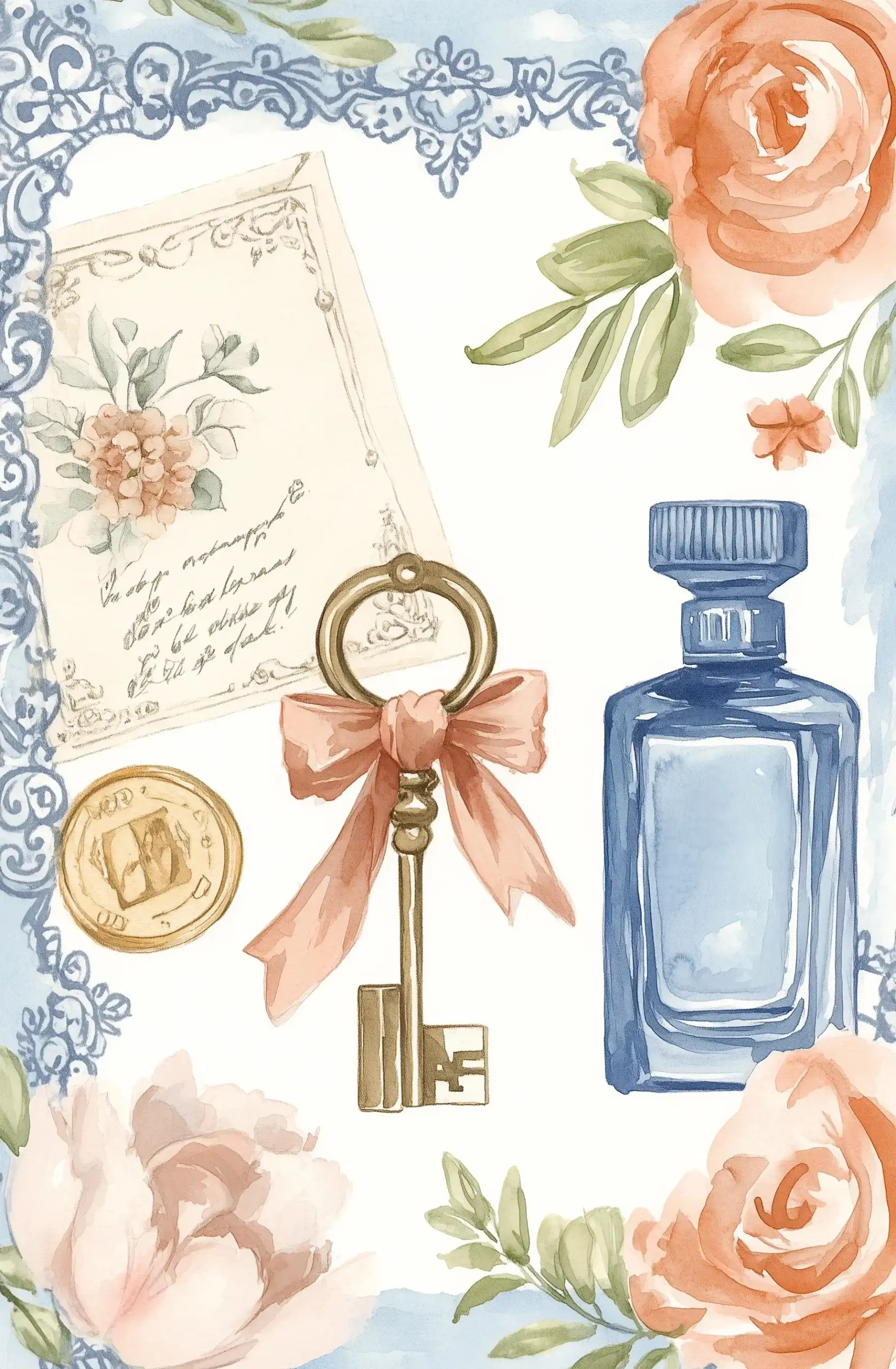 Watercolor Key with Ephemera Midjourney提示词