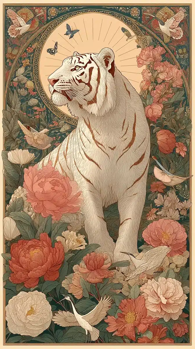 Ornamental Tiger Scarf Design Midjourney提示词