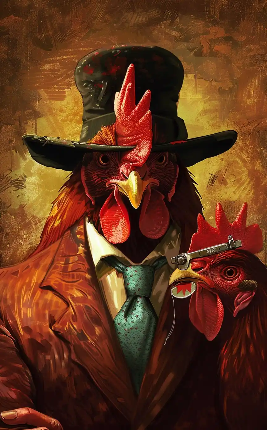 Graphic Chicken Mob Boss Midjourney提示词