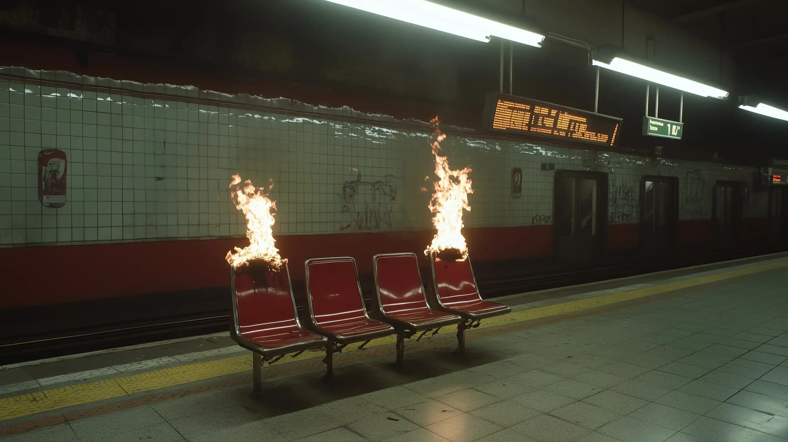 Burning Seats in Station Midjourney提示词