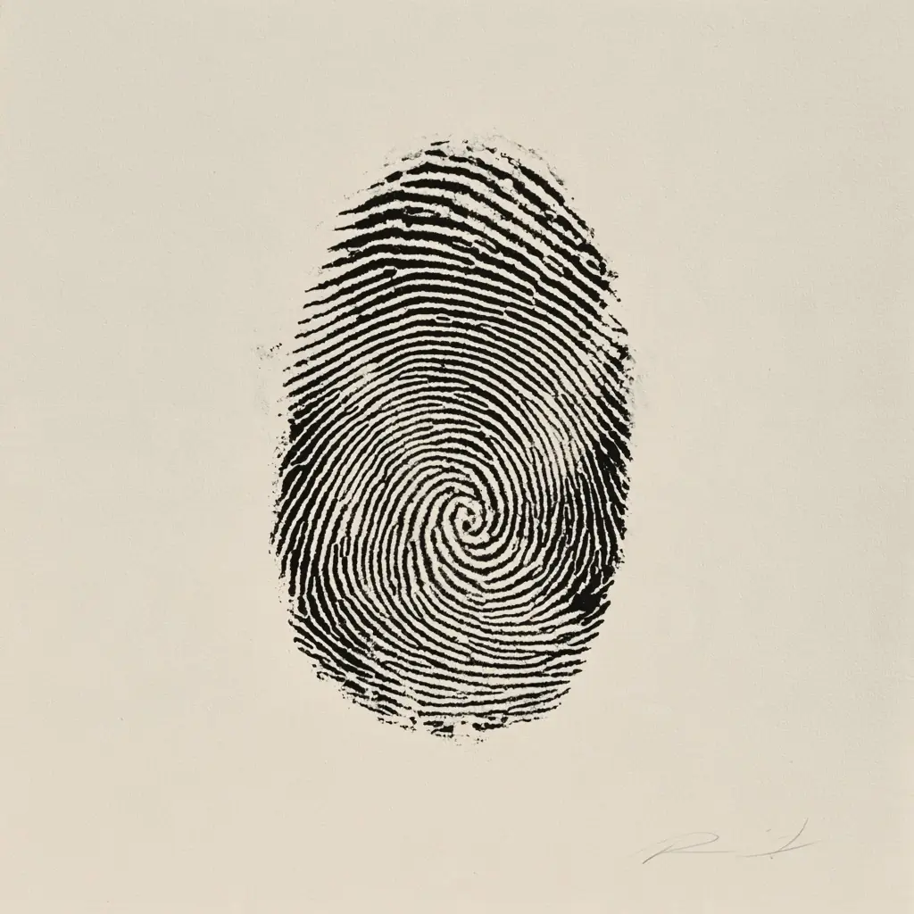 Inked Thumbprint Overhead Scan Midjourney提示词