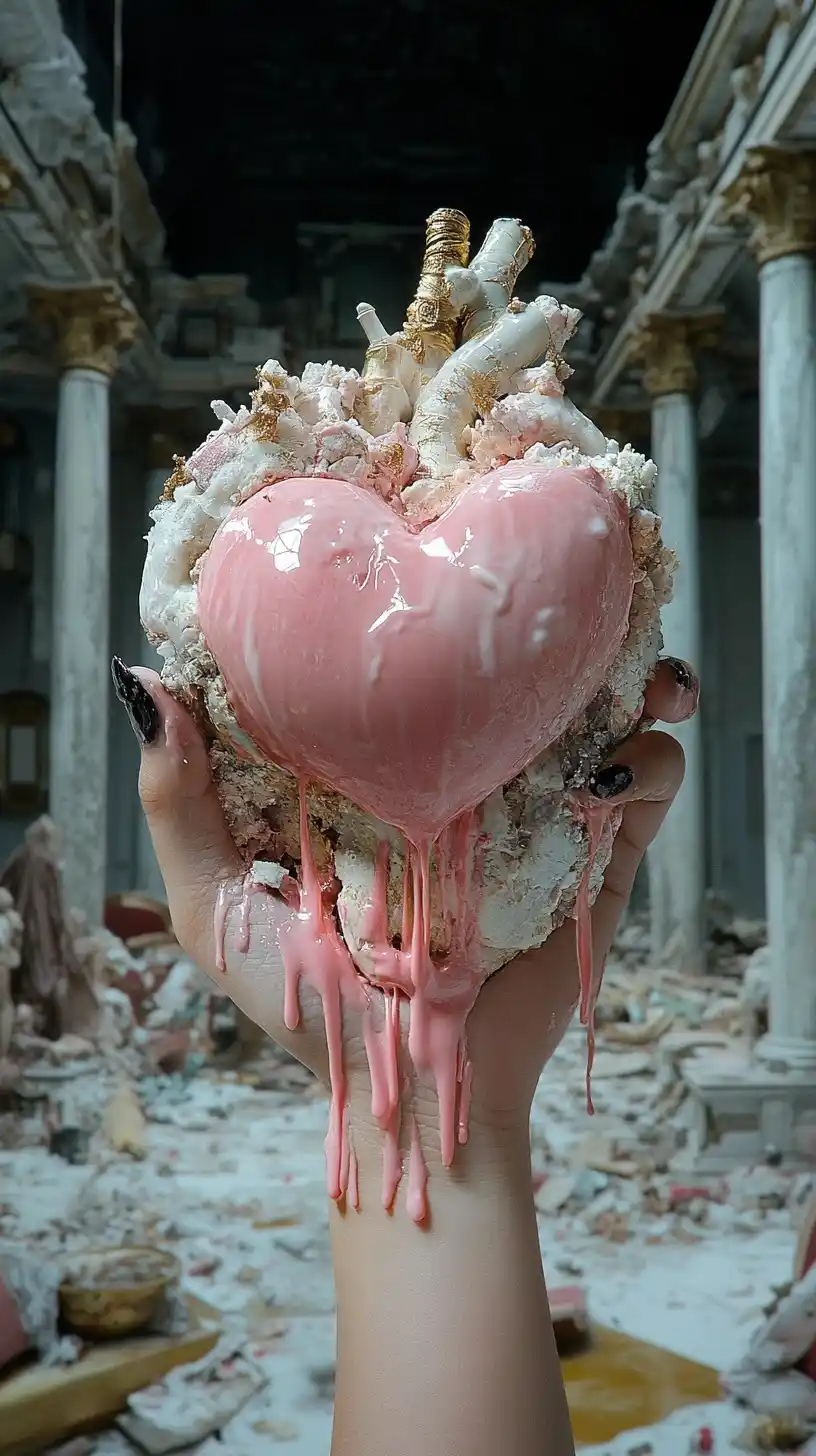 Glazed Heart in Hand Midjourney提示词